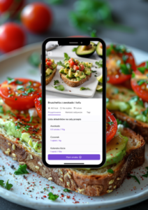 Bruschetta z awokado i tofu aplikacja sylwia maksym