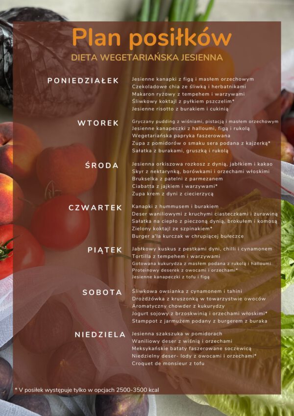 menu dieta wegetariańska jesienna
